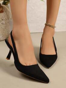 2025 Women's Fashion High-End Fluorescent Green Pointed Toe Hollow Out Stiletto High Heel Shoes, Women's High Heels - Pointed Toe, Smooth Ankle Strap, Suitable For Party, Daily Work And Fashionable Versatile Comfortable Pumps - Black - View 6