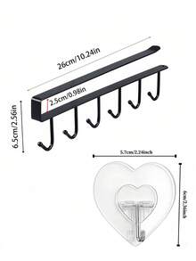 No Drill Wall Mounted Storage Rack With 6 Hooks, Suitable For Storing Coffee Mugs, Hats, Jewelry And Accessories, Great For Organizing Keys, Necklaces, Small Decor Items. Iron Storage Hanging Rack For Bedroom, Cabinet, Dorm, Home Decor, Kitchen , Makeup Room Decor,Room Decor - White - View 12