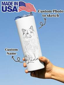 1pc 20oz/600ml Custom Pet Portrait Cup, Turn Pictures Into Sketches, Customize Pictures And Names,Drinking Cup, Pet Sketch Water Cups, Dog And Cat Portrait Cups, Pet Portrait Cups, Personalized Pet Gifts, Customized Pet Portraits - 款式4 - 查看 2