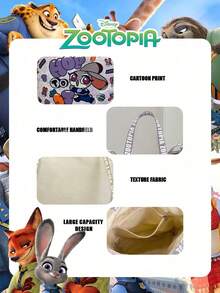 Disney 1 Pc Officially Licensed Zootopia Pattern Nick/Judy Pattern Storage Bag, Women's Cute Cartoon Handbag , Adjustable Shoulder Strap Crossbody Bag,For Women/Students,Ideal For Daily Use,Casual Outings, Shopping ﻿ - Multicolor - View 8