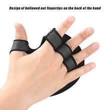 1双半指健身手套，杠铃哑铃掌垫，防滑耐磨，男女通用，适合举重、悬垂和引体向上 - 黑色 - 查看 4