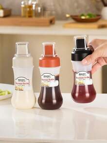 1pc Kitchen Sauce Squeezer Bottle With Dust Cover, Suitable For Salad Dressing, Ketchup, Squeeze Sauce Bottle With 5 Holes, Multifunctional Kitchen Tool - Multicolor - View 1