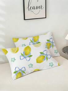 3PCS Fresh Lemon Pattern Duvet Cover Set(1 Duvet Cover + 2 Pillowcases, Comforter Not Included), 100% Polyester Fiber Soft, Lightweight, And Breathable Bedding Set. Unisex Home Decor Suitable For Both Men And Women. Available Sizes: King, Queen, Full, Twin. Perfect For Bedrooms, Guest Rooms, Dormitories, And Hotels Year-Round - Multicolor - View 7