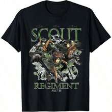 Retro Smokey Scout Regiment Group Anime T Shirt Graphic Tees - Black - View 1