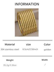 1/3/5/8pcs Minimalist 304 Stainless Steel Solid Bangle Bracelets For Women, 18K Gold Plated, Tarnish Resistant, Stackable - Yellow Gold - View 9