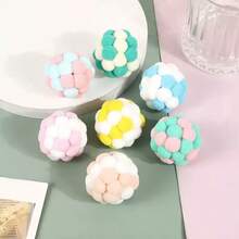 3pcs/5pcs Cat Macaroon Plush Balls, Pet Elastic Bell Ball Self-Entertaining Toy, 7-Color Fluffy Ball Cat Teaser Toy - Multicolor - View 13
