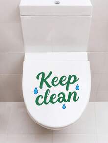 1pc Green Text Toilet Sticker - Funny And Eye-Catching Toilet Lid Sticker To Add Personalized To Your Bathroom - Multicolor - View 2