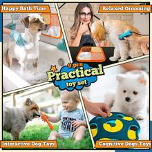 9 Piece Interactive Dog Puzzle Toy Set For Cognitive Training Enrichment - Blue Orange Set 2 - View 3