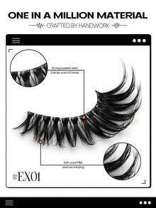 GROINNEYA 10 Pairs Cat Eye False Eyelashes Thick Soft Faux Mink Eyelashes Clear Band False Eyelashes Fluffy Lashes Dramatic Volume Lashes Natural Long Eyelashes Makeup Professional For Women - Black - View 5