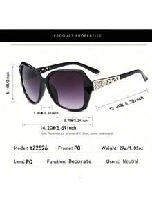 This Four-Piece Women's Eyeglasses Set Features A Classic, Elegant, And Retro Oversized Frame Design, Making It Ideal For Summer Sun Protection And Stylish Styling. The Temples Feature A Unique Openwork Design. Suitable For Everyday Wear, Shopping, Photography, And Pairing With Various Outfits. - 彩色 - 查看 5