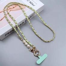 1pc Pearl Metal Leather Phone Lanyard Strap, Crossbody Bag Hanging Chain, Sturdy Wholesale - Multicolor - View 13