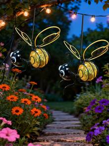 Outdoor Bee Lights - Solar Hanging Bee Decor Lights With Spring - Outdoor Hanging Solar Lights, Suitable For Garden, Yard, Patio, Porch Decor And Birthday Gifts (Yellow) - Yellow - View 9