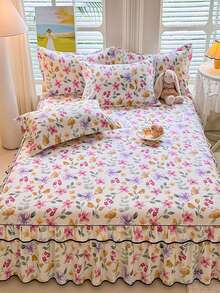 Washed Cotton Active Print Bed Skirt, Comfortable & Soft, Non-Fading, Non-Pilling, Non-Shrinking, Multi-Size, Suitable For Home Bedroom, Living Room, Outdoor Travel, All Seasons - Multicolor - View 9