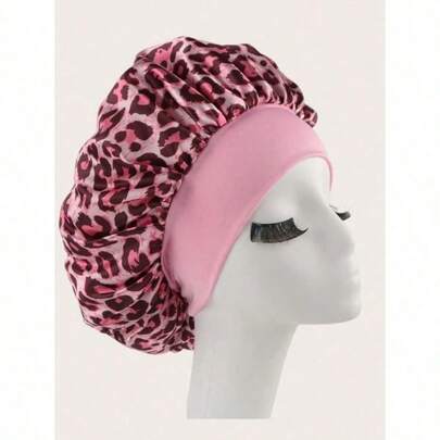 1PC Solid Satin Bonnet Hair Bonnet For Sleeping Printed Leopard Sleep Cap