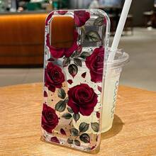 غطاء هاتف بطبعة وردة حمراء أنيقة متوافق مع أجهزة 17 16 15 14 13 12 11 Pro Max XS XR X 7 8 Plus SE2 SE3 16e، غطاء واقي مقاوم للصدمات بطبعة زهرية، هدية عيد الحب، هدية للصديقة، هدية احتفالية - متعدد الألوان - مشاهدة 10