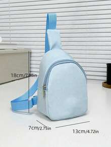 1PC Girl Boy Nylon Zipper Close Cute Crown Letter Pattern Chest Bag, Suitable For Everyday Use - Blue - View 7