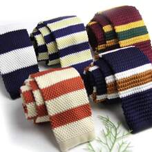 1pc Unisex Casual Polyester Striped Knitted Necktie, Suitable For All Seasons - Multicolor - View 9