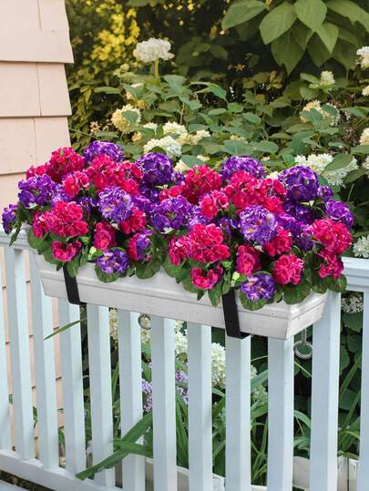 4支仿真秋海棠和天竺葵花，抗紫外线假花，适用于户外装饰，也适合盆栽植物、门廊、露台、花园、家居装饰、园艺、春季花卉。