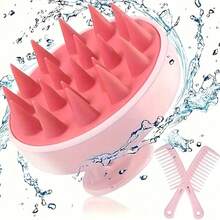 一体式硅胶洗发刷，带头皮按摩功能 - 无需电池，轻柔梳理头发并按摩头皮，防滑手柄，粉色/蓝绿色可选，适用于所有发质（直发/波浪卷/卷发/蓬松卷发），沐浴时护理头发 - 适合居家或沙龙使用，符合人体工程学设计，经久耐用，是日常护发的必备之选 - 彩色 - 查看 7