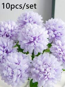 2/10/30支装仿真绣球花，蓝色仿真菊花家居装饰 - 适用于婚礼花艺布置、派对装饰、生日装饰、婚礼装饰、户外装饰、花园装饰、家居装饰、房间装饰、母亲节装饰、礼品 - 紫色 - 查看 8