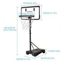 8FT Adjustable Portable Basketball Hoop System Height Basketball Net Stand Heavy Duty Indoor Outdoor - Black - View 4