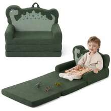 Sofá blissful Diary para niños sofá plegable 2 en 1 cómodo sofá convertible para tumbona muebles para niños para sala de juegos regalo para cumpleaños día del niño dinosaurio verde - Verde oscuro - Ver 1