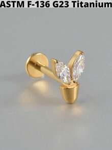 1件装 Cz 小鹿 G23 纯钛耳骨钉 16G 内螺纹锆石花朵耳廓耳屏穿刺饰品 - 如圖 - 查看 21