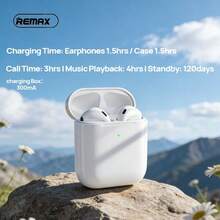 REMAX PD-BT260 True Wireless Bluetooth Earbuds, Bluetooth 5.3 Stable Connection, Lightweight Semi-In-Ear Design, Wireless Charging Support, ENC Call & Music, Suitable Compatible With Apple, Huawei, Xiaomi Phones, White - White - View 4