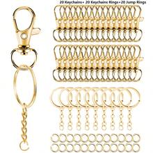 30/60pcs Stainless Steel Swivel Snap Hook Keychain Split Rings And Jumprings Bulk Keychain Lanyards, DIY Metal Keychain Making Kit, DIY Keychain Bag Pendant Craft Supplies - Small Keychain Set - View 14