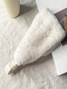 1pc Faux Fur Wide Elastic Headband, Warm & Windproof Winter Headwear For Women - Hair Band - View 7