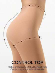 Women's 2-6 Pairs Opaque Control Top Tights Comfort Stretch 70 Denier Pantyhose, Fashionable VTDP - Màu be - Xem 2