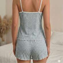 Gray Melange Ribbed Lace Babydoll - Grey - View 2