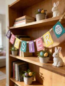 1 vòng hoa trang trí Phục Sinh, vòng hoa chữ "EASTER" và trứng bằng nỉ nhiều màu sắc, trang trí tiệc mùa xuân, biểu ngữ Phục Sinh đính hạt phong cách Boho, trang trí tường nhà ngày lễ, vòng hoa vải nhẹ trang trí tiệc, trang trí khung cửa lò sưởi, trang trí Phục Sinh phong cách Boho mộc mạc, biểu ngữ sự kiện mùa xuân, vòng hoa chữ trứng bằng nỉ rực rỡ. - Nhiều màu - Xem 10