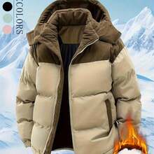 1pc Men's Winter Windproof Vintage Jacket With Detachable Hood - Loose Fit Zippered Coat Suitable For Weather, Casual Outerwear, Machine Washable Warm Coat () - Màu kaki 1 - Xem 1