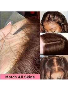 Blended Hair Is Made From Human Hair Mixed With Synthetic Fibers And Protein Filaments Short Body Wave Wig Glueless Short Wavy Bob Wigs 13x4 Frontal Lace Side Part Loose Wave Wigs For Women Shoulder Length Curly Synthetic Wig Lace Part Hair 180% Density - S4 - View 6