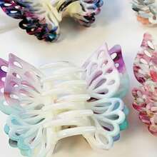 1 Elegant Butterfly Hairpin - Large Anti-Slip Hairpin With Hollowed-Out Design, Colorful Patterns (Beige, Light Pink, White) - A Must-Have For Daily Parties, Durable Beauty Accessory, Suitable For Daily Use And As A Gift - C - 查看 4