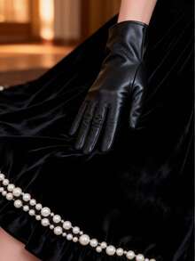 1 Pair Shiny Leather Sexy Punk Costume Arm Warmers, Suitable For Party, Prom, Halloween - Black Short - View 2