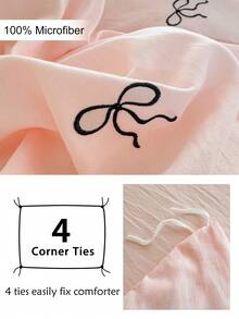 2/3件套粉色蝴蝶结刺绣荷叶边被套套装，复古可爱女孩床上用品套装，柔软透气，可机洗，四季皆宜，拉链封口，女孩礼物，卧室装饰（1个被套+1/2个枕套，不含被芯）