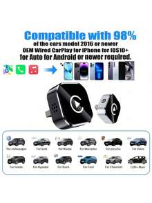 Battery-Free Wireless CarPlay Android Auto Adapter - Fast Auto-Connect USB/USB-C Dongle Compatible With IPhone Android | No Delay High-Quality Audio Car Accessory - A - View 8