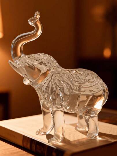1 pieza Figura de elefante hecha a mano de cristal transparente/color AB, símbolo de suerte, prosperidad y bienestar, arte de escultura de cristal, adecuado como regalo para amantes de los animales, estatua de animal de cristal para decoración del hogar en estantería, sala de estar, oficina, gabinete, escritorio, dormitorio, regalo para el Día de San Valentín/Año Nuevo, decoración navideña, suministros para fiestas, decoración de boda, recuerdo de boda