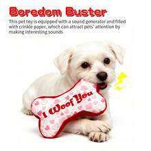 1个带心形骨头造型的狗狗毛绒发声玩具，内置发声器和沙沙纸，可有效缓解狗狗无聊，适合小型犬、幼犬和猫咪的宠物咀嚼玩具，情人节宠物玩具 - 彩色 - 查看 6