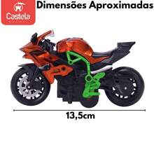 Miniatura Moto Esportiva Metal Pull Back1:14 Laranja Castela - Laranja - Visão 4
