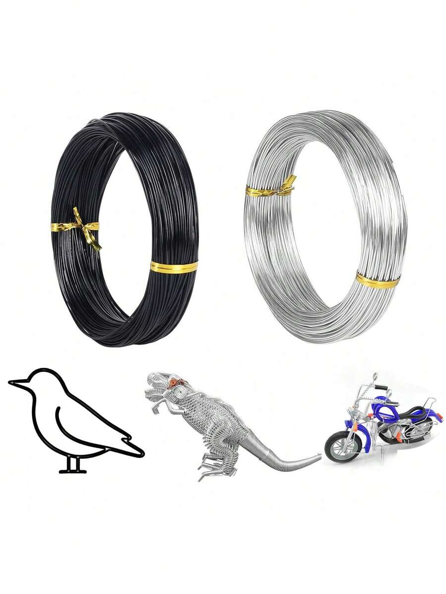 2mm X 5m Flexible Craft Metal Wire, Plated In Gold/Silver/Black, Suitable For Jewelry Making, Beading And DIY