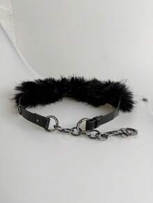 毛绒腰带，Y2K亚文化复古百搭人造毛皮束腰带，性感腰部配饰，秋冬款 - 彩色 - 查看 4
