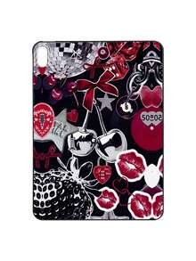 Y2K Baddie Collage iPad哑光黑保护壳，饰有复古迪斯科球、樱桃、红唇、豹纹、蝴蝶结、爱心锁图案，iPad保护套 - 黑色 - 查看 50