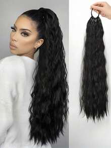 24英寸黑色、棕色和浅棕色多色波浪马尾假发接发，带松紧带，波浪柔和，外观自然，易于佩戴，瞬间增加头发长度和蓬松度，适合女性日常佩戴、节日派对、音乐节和其他场合。 - 彩色 - 查看 13