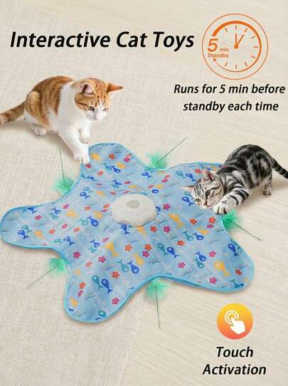 PETSIN 互动猫玩具可充电、可移动隐藏式逗猫棒触摸激活猫咪小猫玩具锻炼玩具适合室内无聊的成年猫捉迷藏互动宠物玩具