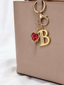 优雅金钻镶嵌字母钥匙扣，3D A-Z字母吊坠，时尚合金钥匙圈，背包挂饰，汽车钥匙链，适合女性日常使用，情侣礼物，经典简约钥匙扣，装饰品，包包配件，送给朋友、家人、情侣、女友的绝佳礼物，重要礼物，节日纪念品，返校季礼物，教师节礼物 - 彩色 - 查看 6