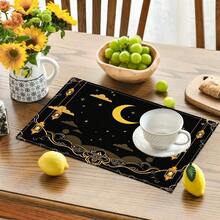 1/4/6/12 件套，开斋节餐垫，伊斯兰节日装饰，亚麻餐桌垫，传统灯笼图案，可水洗印花桌布，表面保护垫，节日厨房和家庭聚会的理想装饰 - 彩色 - 查看 7