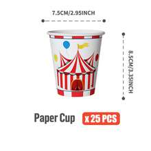 100/25/10pcs Circus Carnival Disposable Plates Napkins Cups, Disposable Party Supplies Set, Suitable For 25 Guests, Disposable Paper Plates Party Tableware Suitable For Birthday Wedding Theme Party Family Picnic - Multicolor - View 10